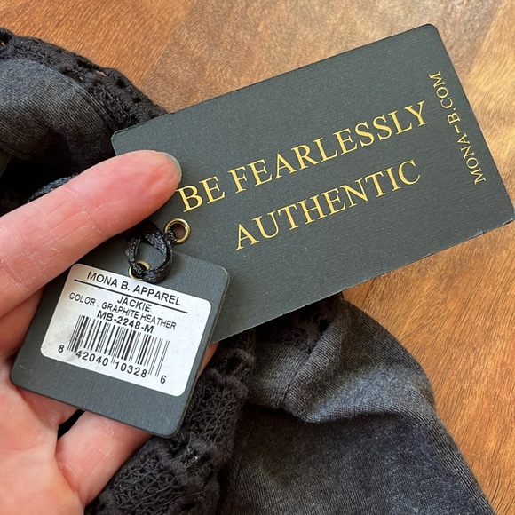 New Mona B dark gray long sleeve blouse - Picture 15 of 16